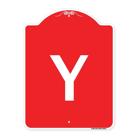 Signmission Designer Series Sign-Sign W/ Letter Y, Red & White Aluminum Sign, 18" x 24", RW-1824-22916 A-DES-RW-1824-22916